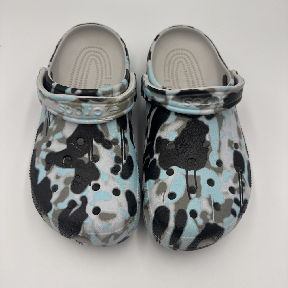 Crocs Classic Camo Clog Sandals Gray/Black/Blue US M7 W9